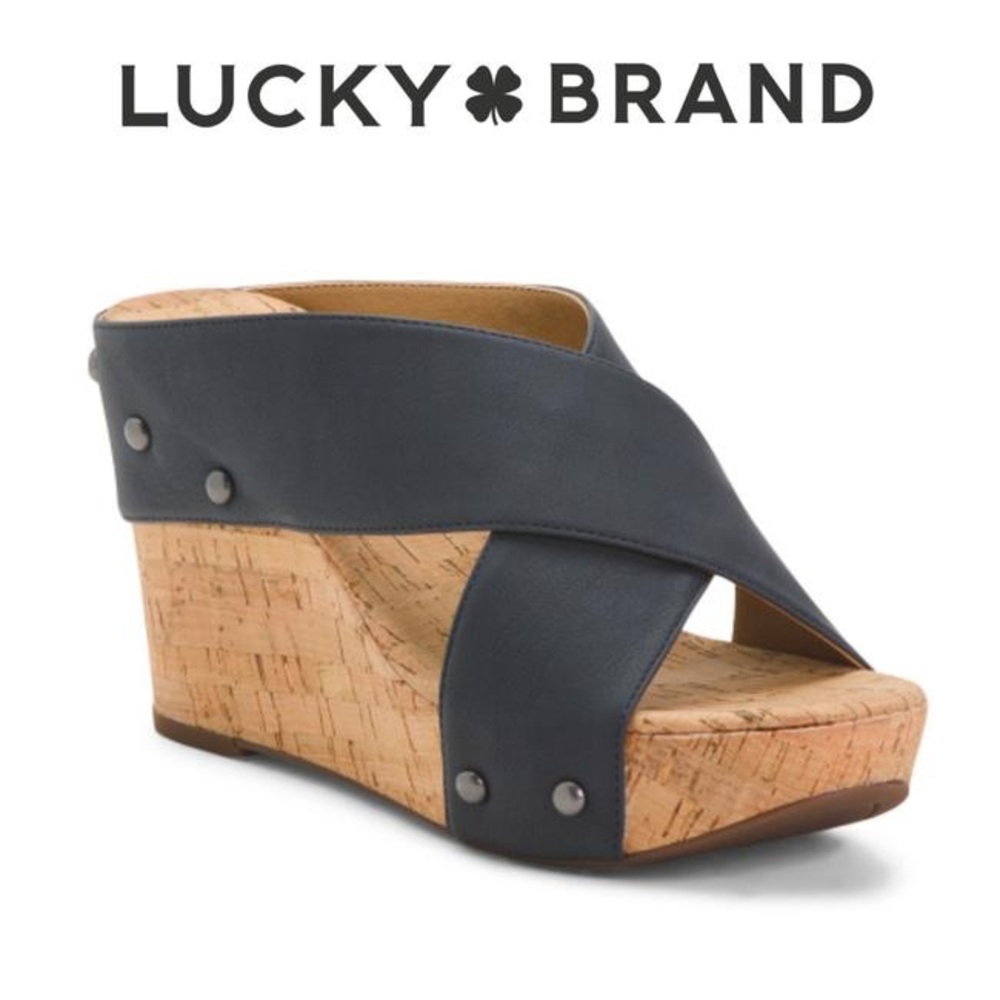 LUCKY BRAND X-band Cork Wedges Navy size 7.5